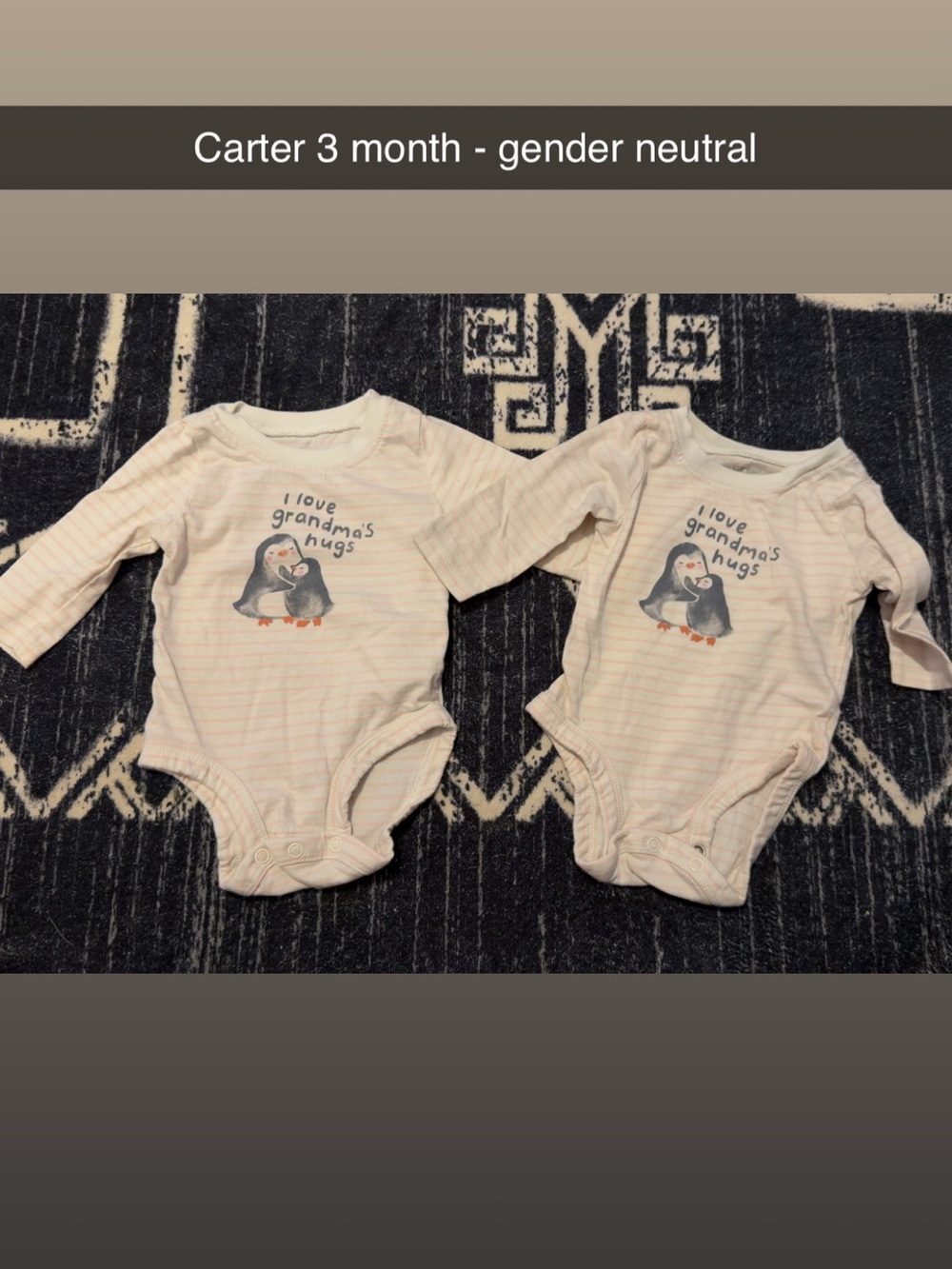 Carter's Cream Long-Sleeve One-Piece Bodysuit with Penguin Graphic